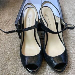 INC platform peep toe heels